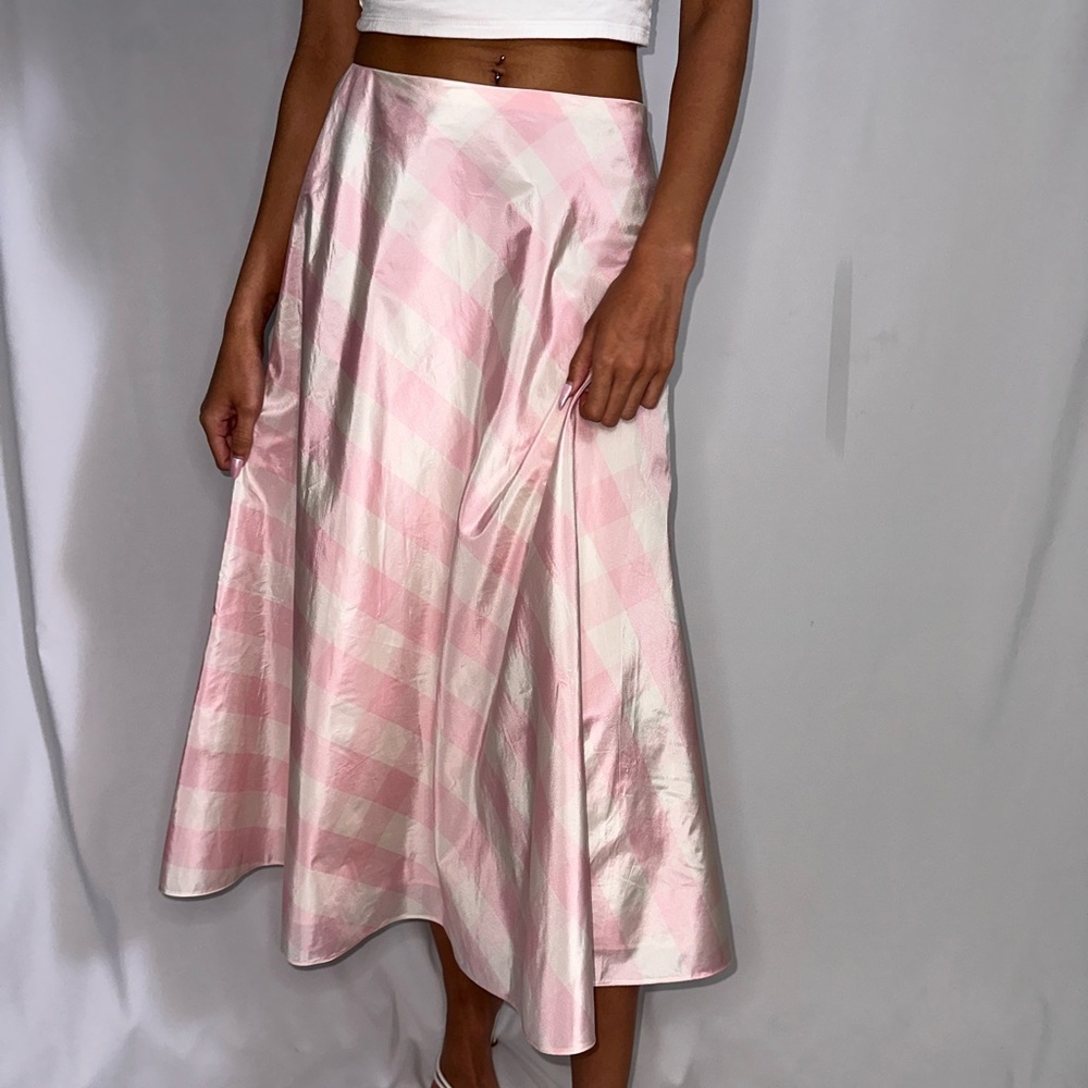 Valentino Pink and White A-Line Skirt